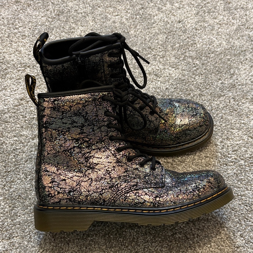 Like New Dr.Martens Crinkle Metallic Lace Up Boots